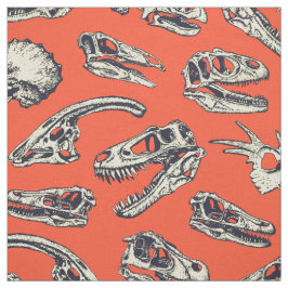 Orange & Navy Dinosaurier Skulls Stoff