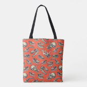 Orange & Navy Dinosaurier Skulls Tasche (Rückseite)