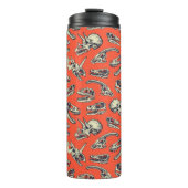Orange & Navy Dinosaurier Skulls Thermosbecher (Vorderseite)