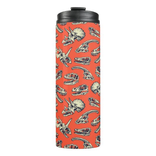 Orange & Navy Dinosaurier Skulls Thermosbecher (Vorderseite)