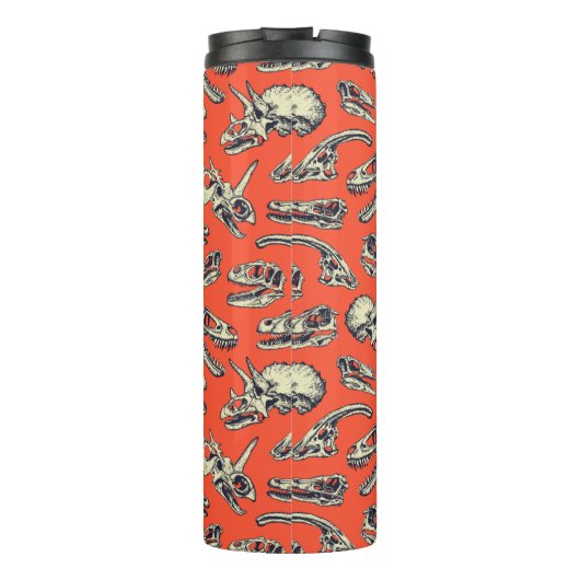 Orange & Navy Dinosaurier Skulls Thermosbecher (Rückseite)