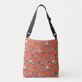 Orange & Navy Dinosaurier Skulls Tragetaschen Mit Langen Trägern