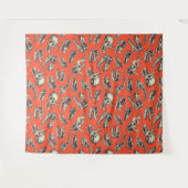 Orange & Navy Dinosaurier Skulls Wandteppich (Vorderseite (Horizontal))