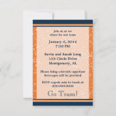 Orange & Navy Footballs Bowl Game/Birthday Party Einladung (Rückseite)