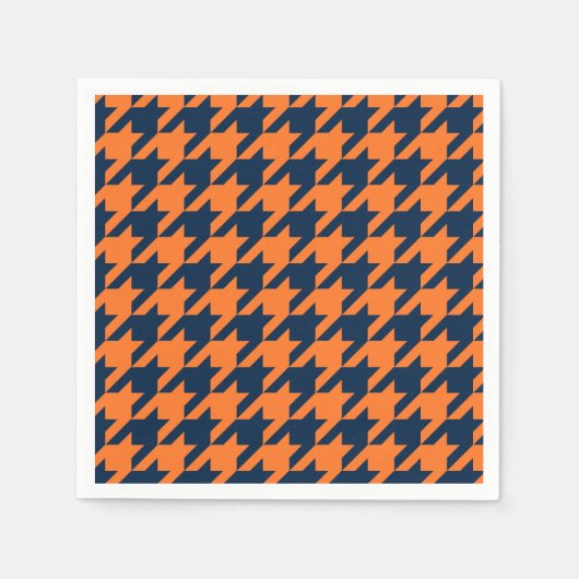 Orange/Navy-Hahnentrittmuster Serviette (Vorderseite)
