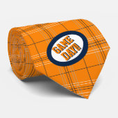 Orange & Navy Kariert Pattern Game Day Neck Tie Krawatte (Gerollt)