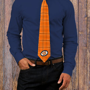 Orange & Navy Kariert Pattern Game Day Neck Tie Krawatte