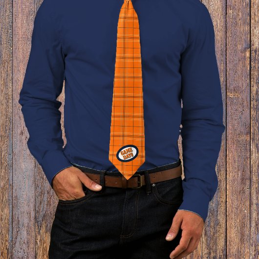 Orange & Navy Kariert Pattern Game Day Neck Tie Krawatte