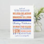 Orange & Navy Moderne Typografie Einladung (Stehend Vorderseite)