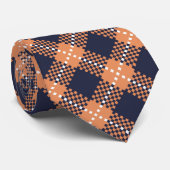 Orange Navy Pläd Krawatte (Gerollt)