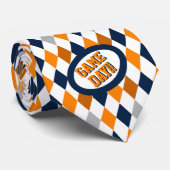 Orange & Navy Raute Pattern Game Day Neck Tie Krawatte (Gerollt)