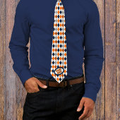 Orange & Navy Raute Pattern Game Day Neck Tie Krawatte