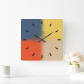 Orange Navy Yellow Cream Quadratische Wanduhr (Zuhause)