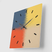 Orange Navy Yellow Cream Quadratische Wanduhr (Winkel)