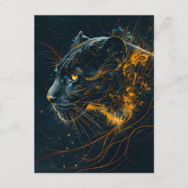 Orange Neon Black Panther Light Postkarte