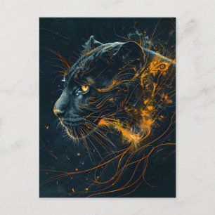 Orange Neon Black Panther Light Postkarte