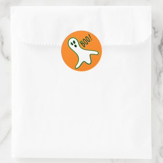 Orange Neon Green White Spooky Ghost Halloween Runder Aufkleber (Tasche)
