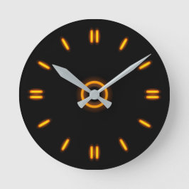 Orange Neon Runde Wanduhr