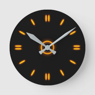 Orange Neon Runde Wanduhr