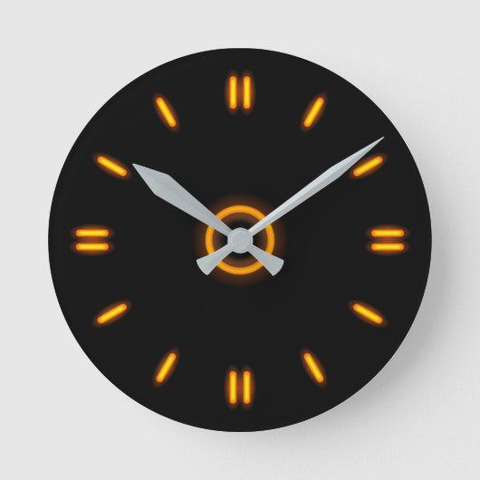 Orange Neon Runde Wanduhr (Vorderseite)