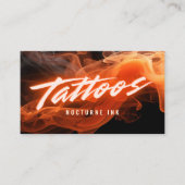 Orange Neon & Smoke Tattoo Künstler QR Code Visitenkarte (Vorderseite)