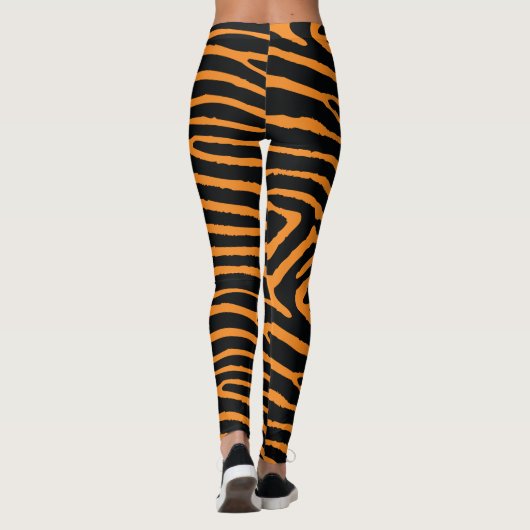 Orange Neontiger Striped Leggings (Rückseite)