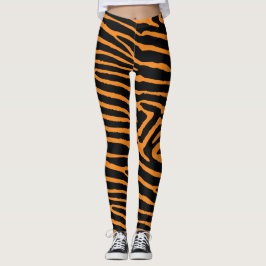 Orange Neontiger Striped Leggings