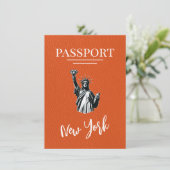 Orange New York City Passport Save the Date (Stehend Vorderseite)