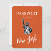 Orange New York City Passport Wedding Einladung (Rückseite)