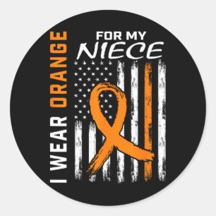 Orange Niece Multiple Sklerose Frau Flag Geschenke Runder Aufkleber