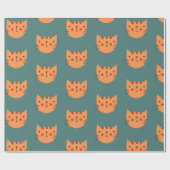 Orange Niedlich Cat Green Geschenkpapier (Flach)