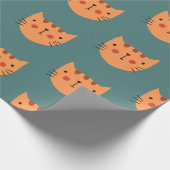 Orange Niedlich Cat Green Geschenkpapier (Ecke)