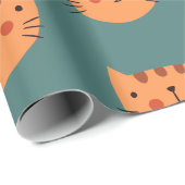 Orange Niedlich Cat Green Geschenkpapier (Rolleneckpunkt)