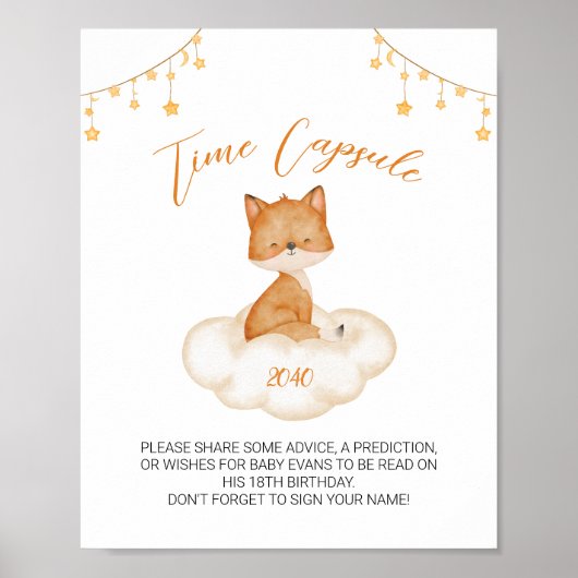 Orange Niedlich Fox Baby Shower Time Kapsel Poster (Vorne)