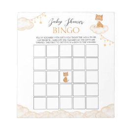 Orange Niedlich Fox Babydusche Bingo Notepad Notizblock