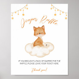 Orange Niedlich Fox Babydusche Windelwaschmaschine Poster