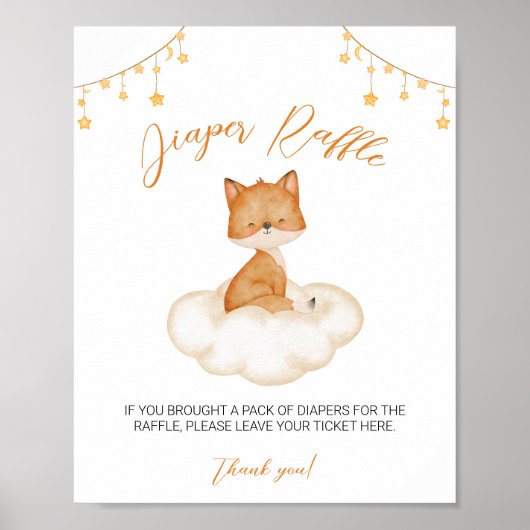 Orange Niedlich Fox Babydusche Windelwaschmaschine Poster (Vorne)