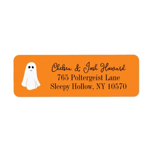 Orange Niedlich Ghost Halloween Rücksendeadresse (Vorne)