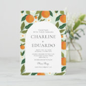 Orange Niedlich Green Summer Wedding QR Code Einladung (Stehend Vorderseite)