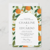 Orange Niedlich Green Summer Wedding QR Code Einladung (Vorderseite)