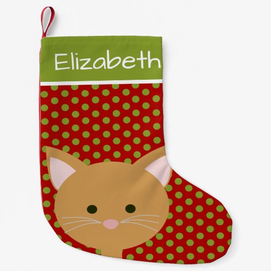 Orange Niedlich Kitty Face Kleiner Weihnachtsstrumpf (Vorderseite)