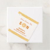 Orange Niedlich kommt hier die Son Baby Dusche Geschenkanhänger (Beispiel)