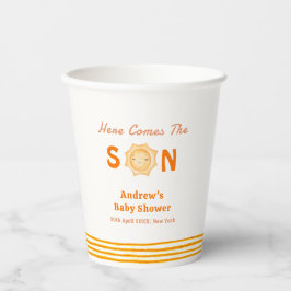 Orange Niedlich kommt hier die Son Baby Dusche Pappbecher