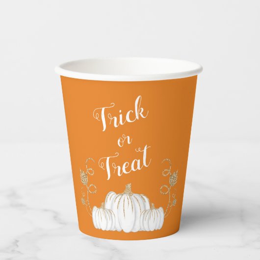 Orange Niedlich Pumpkin Trick oder Treat Halloween Pappbecher (Vorderseite)