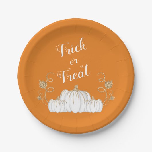 Orange Niedlich Pumpkin Trick oder Treat Halloween Pappteller (Vorderseite)