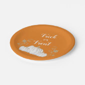 Orange Niedlich Pumpkin Trick oder Treat Halloween Pappteller (Schrägansicht)