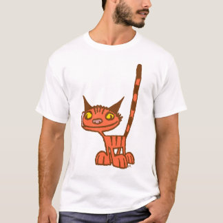 Orange Niedliche und Coole Kitty Cartoon T - Shirt