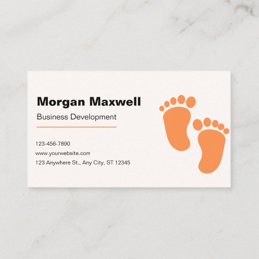 Orange Niedliches und Minimalistisches Baby-Kinder Visitenkarte (Rückseite)