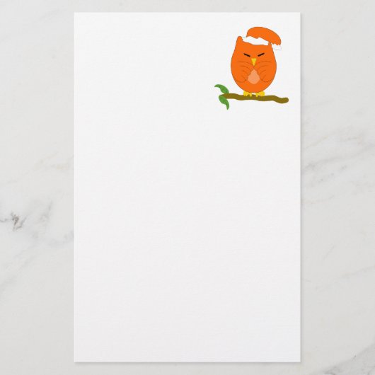 Orange Night Owl Design Briefpapier (Vorderseite)