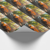 Orange Nissan GT-R, das durch Seattle-Straßen Geschenkpapier (Ecke)